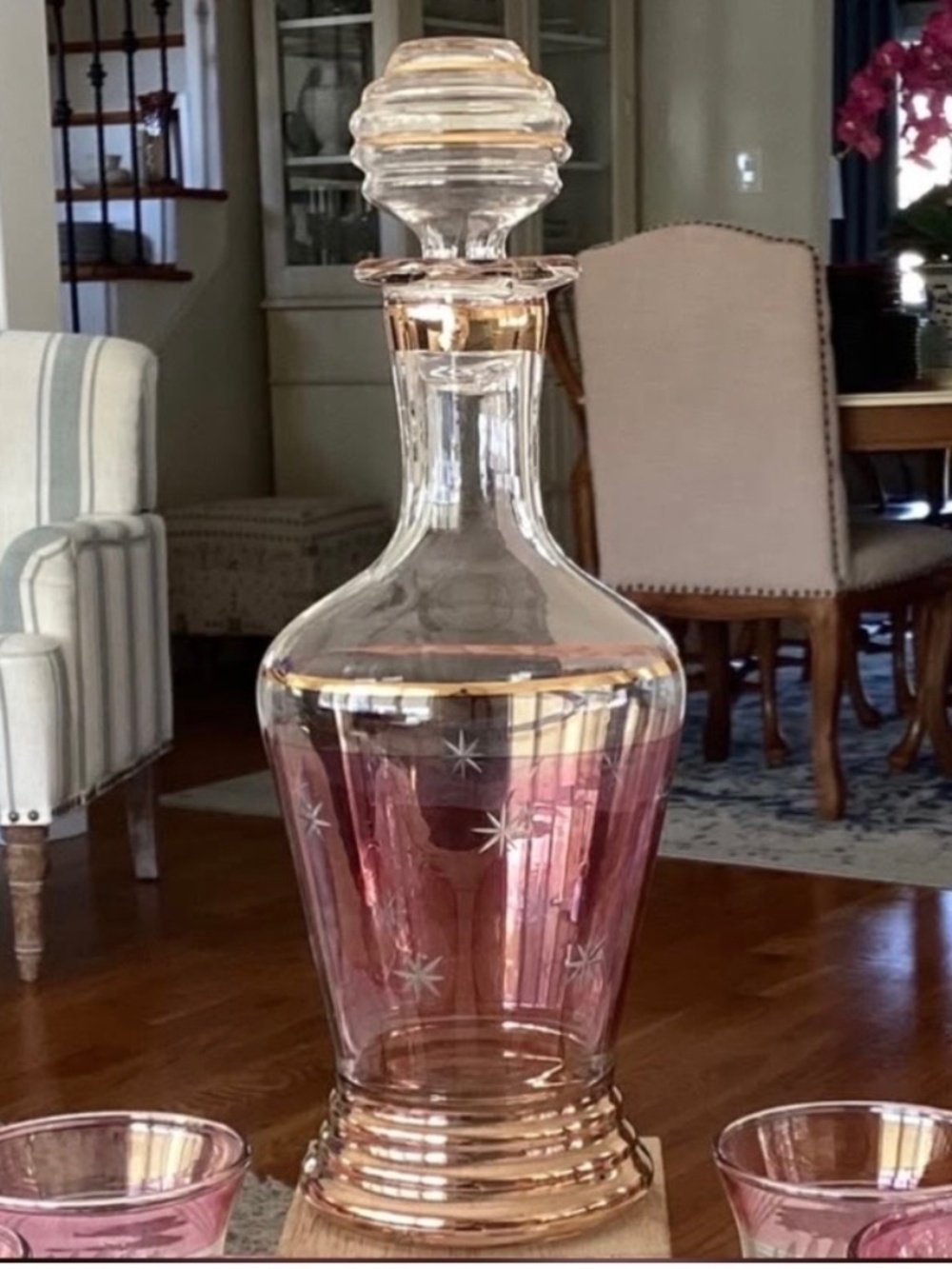 Bohemian Czech Pink Decanter